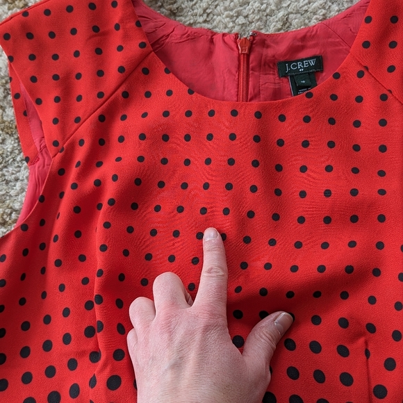 J. CREW OPTIC GRAPHIC DOT SHEATH Professional DRESS RED BLACK Sz 10 Knee Length - Picture 12 of 13